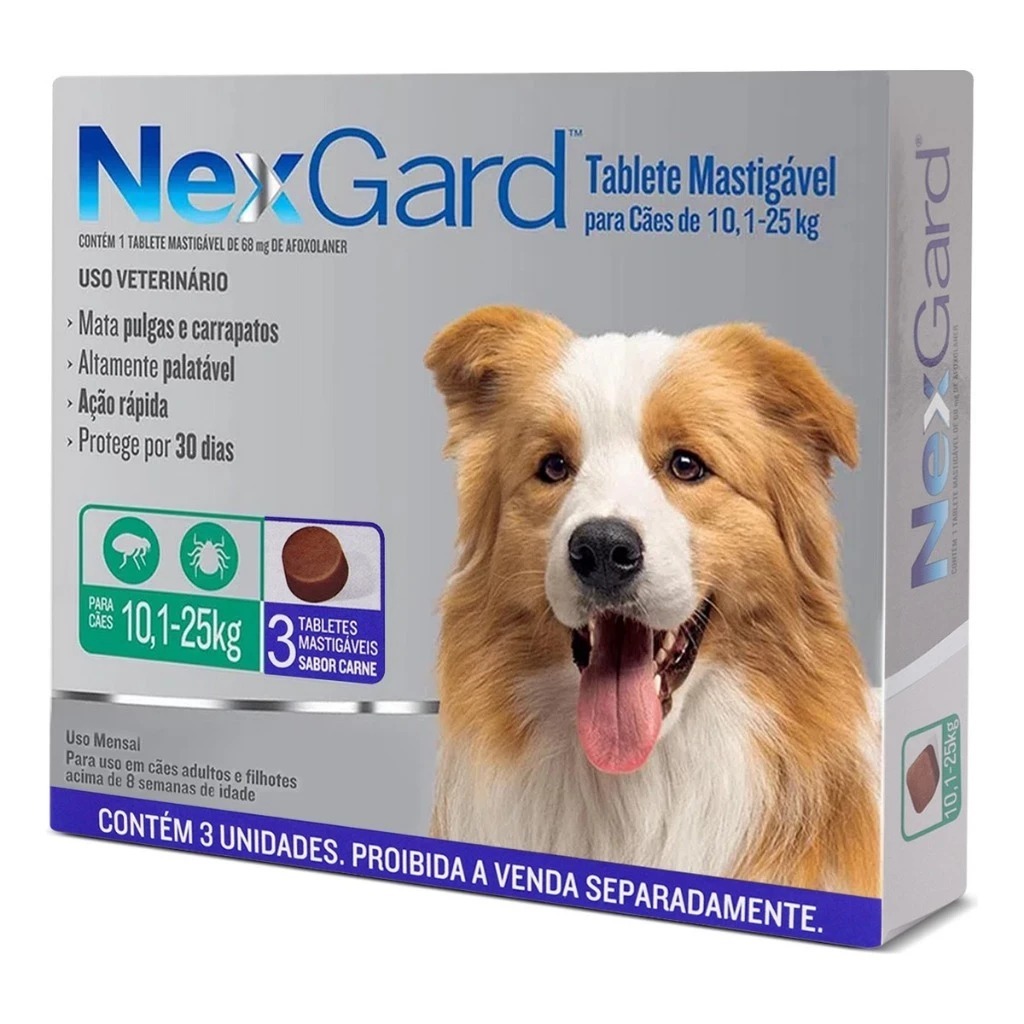 Original Nexgard 10 a 25 Kg 3 Comprimidos | Shopee Brasil
