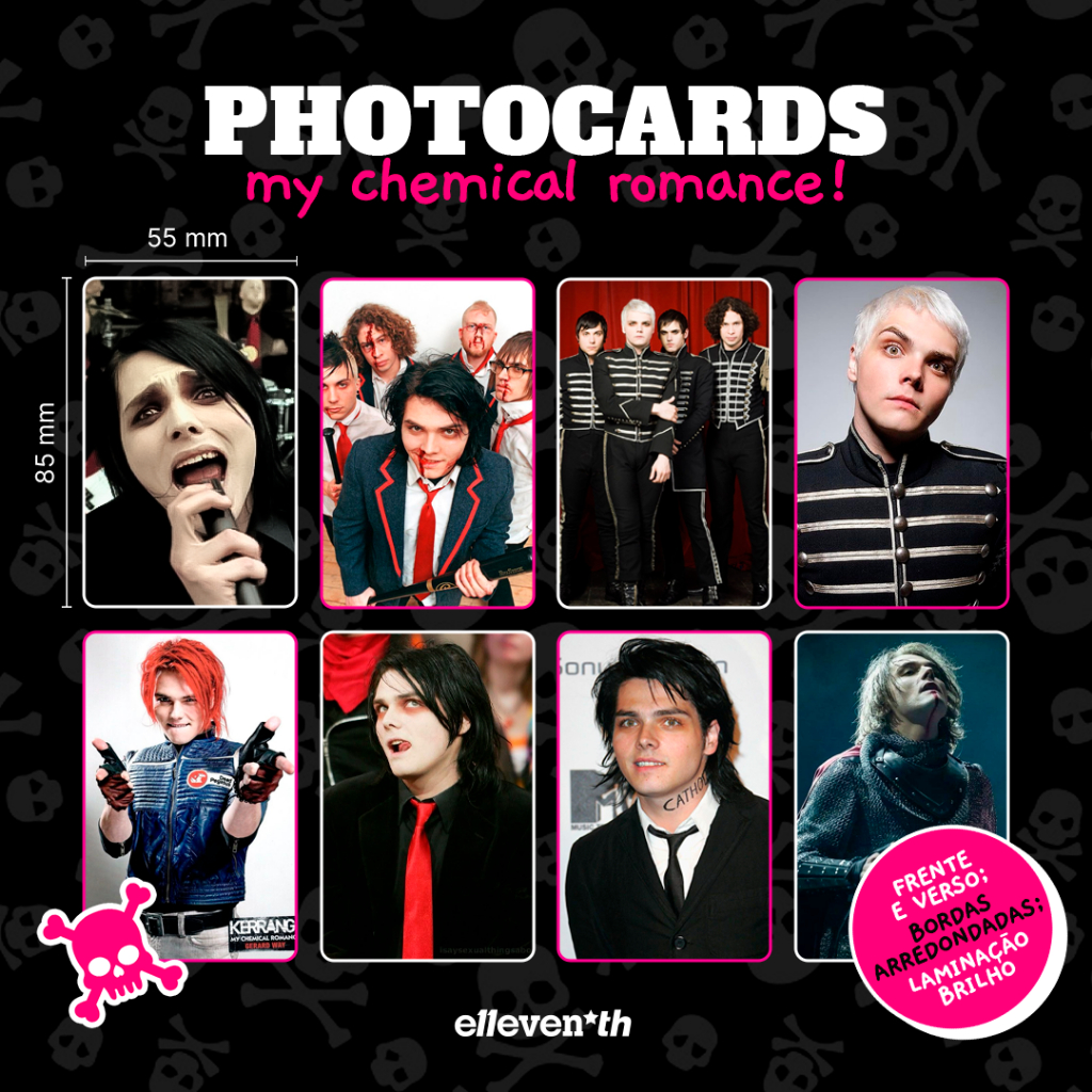 Kit Set 8 Photocards Fanmades Frente e Verso My Chemical Romance