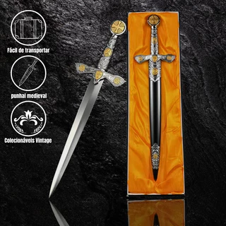 Adaga Medieval Com Lâmina Sem Corte Enfeite Decorativo 40 cm
