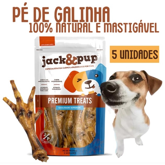 Petisco Para Cães Natural Pé De Frango 5 Unidades Delicioso Jack & Pup Galinha em Oferta na Shopee
