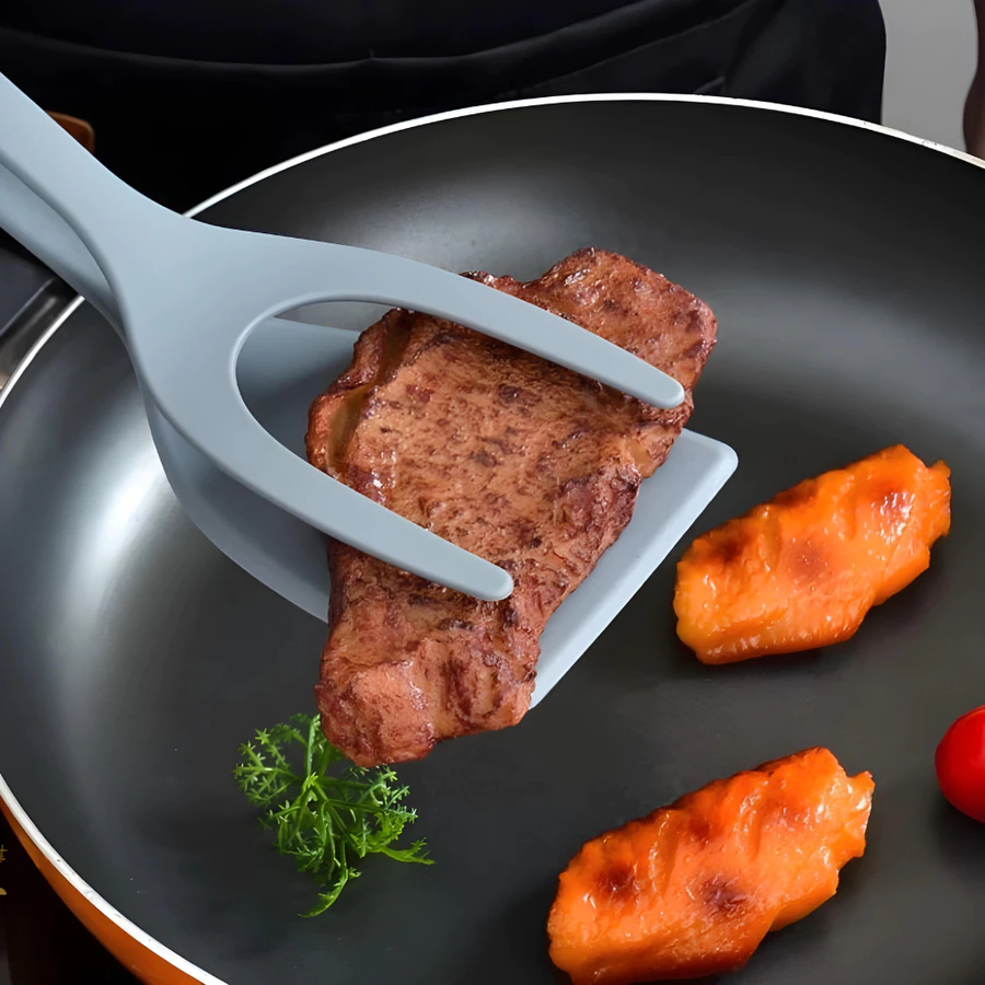 Espátula com pegador para ovos, bife, panqueca