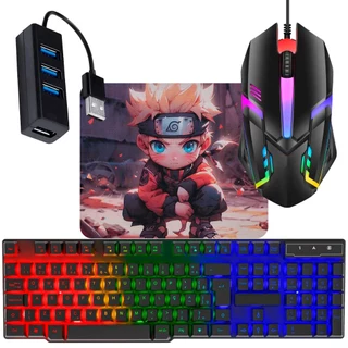 Kit Gamer Completo p/ Celular com Teclado RGB + Mouse + Hub + OTG em Oferta na Shopee
