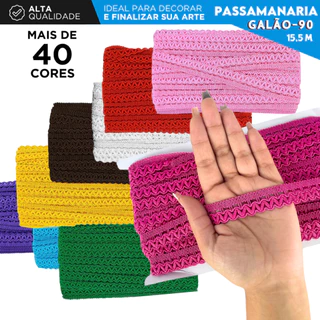Passamanaria Fita Galão Decorativa 20mm Rolo Com 15,5 Metros Para Acabamentos de Roupas 90 - NL