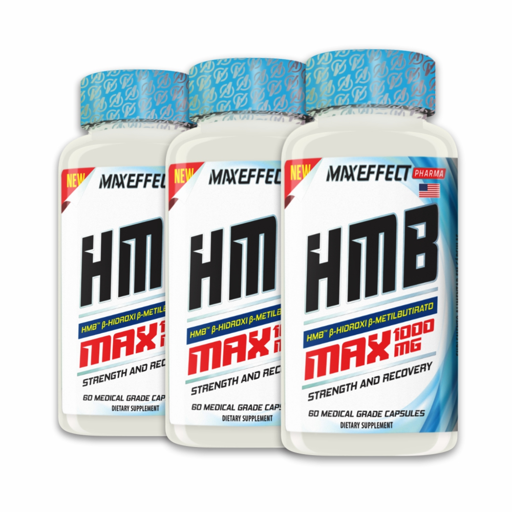 Kit 3un HMB Max 1000mg MAXEFFECT Pharma – Suplemento Alimentar com 60 ...