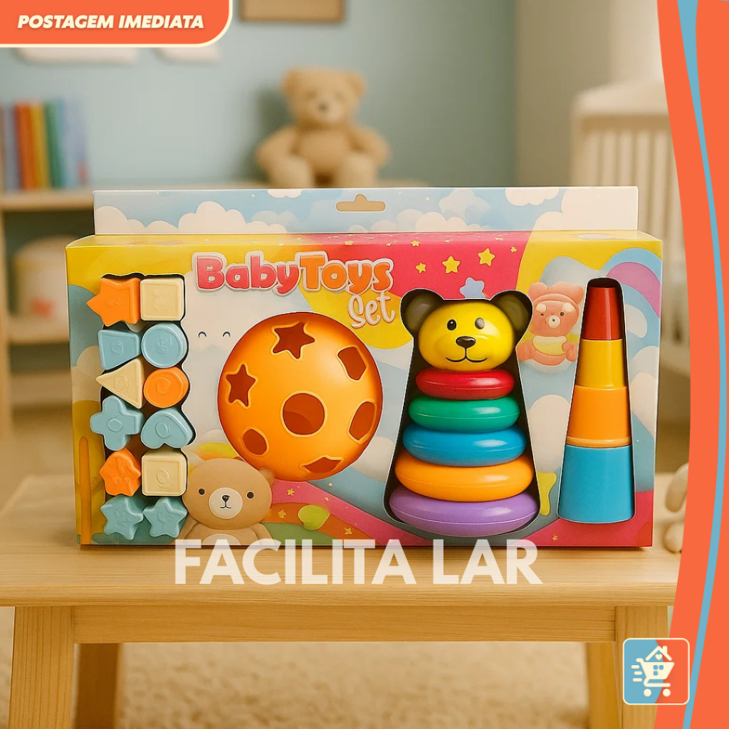 Kit de Brinquedos Educativos para Bebê | Empilhar, Encaixar e Estimular ...