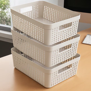 Kit 3 Cestos Organizadores 11 Litros Multiuso Cesto Grande em Plástico Resistente em Oferta na Shopee