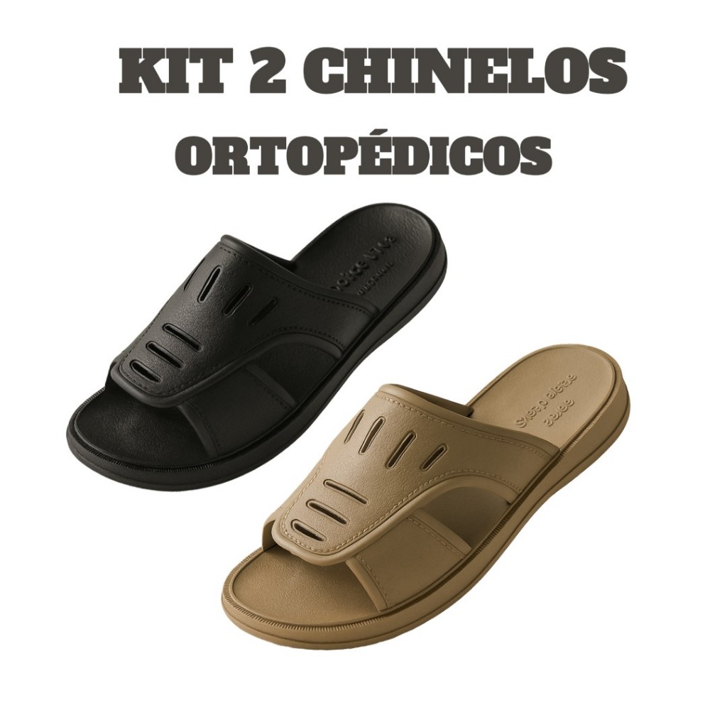 Kit 2 PARES Chinelo Ortopédico Masculino Confortável Durável Tipo ...