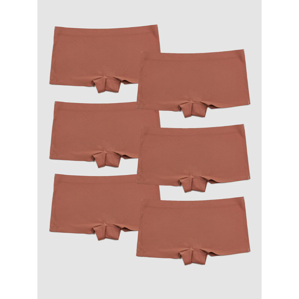 Kit com 6 Calcinhas Boxer Boyshort Sem Costura Segunda Pele