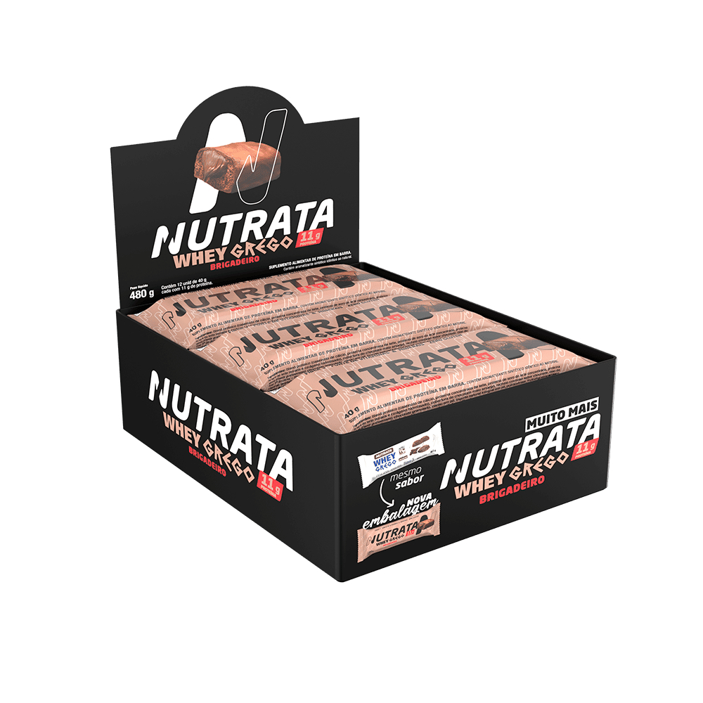 Whey Grego Bar 12Un 40g Sabor Brigadeiro - Nutrata