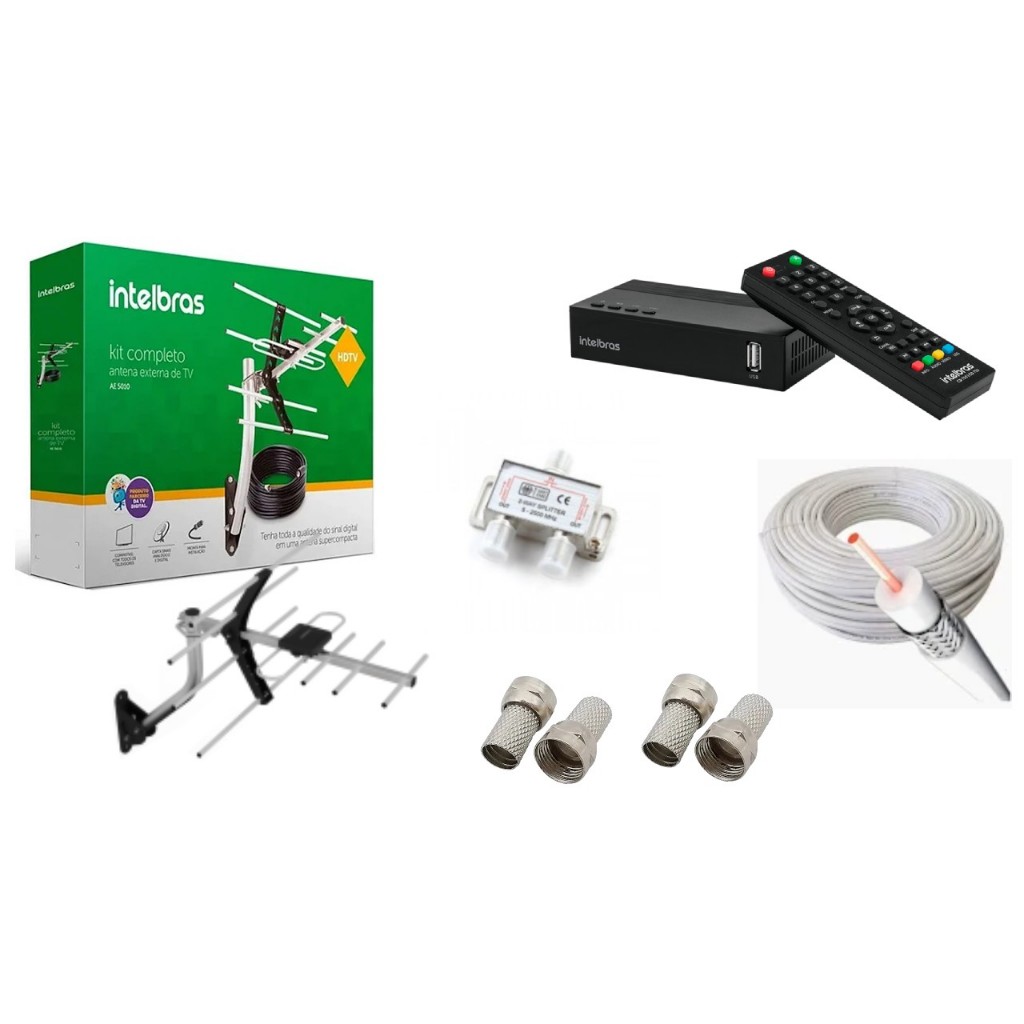 Kit Antena Externa + Conversor Digital Intelbras | Shopee Brasil