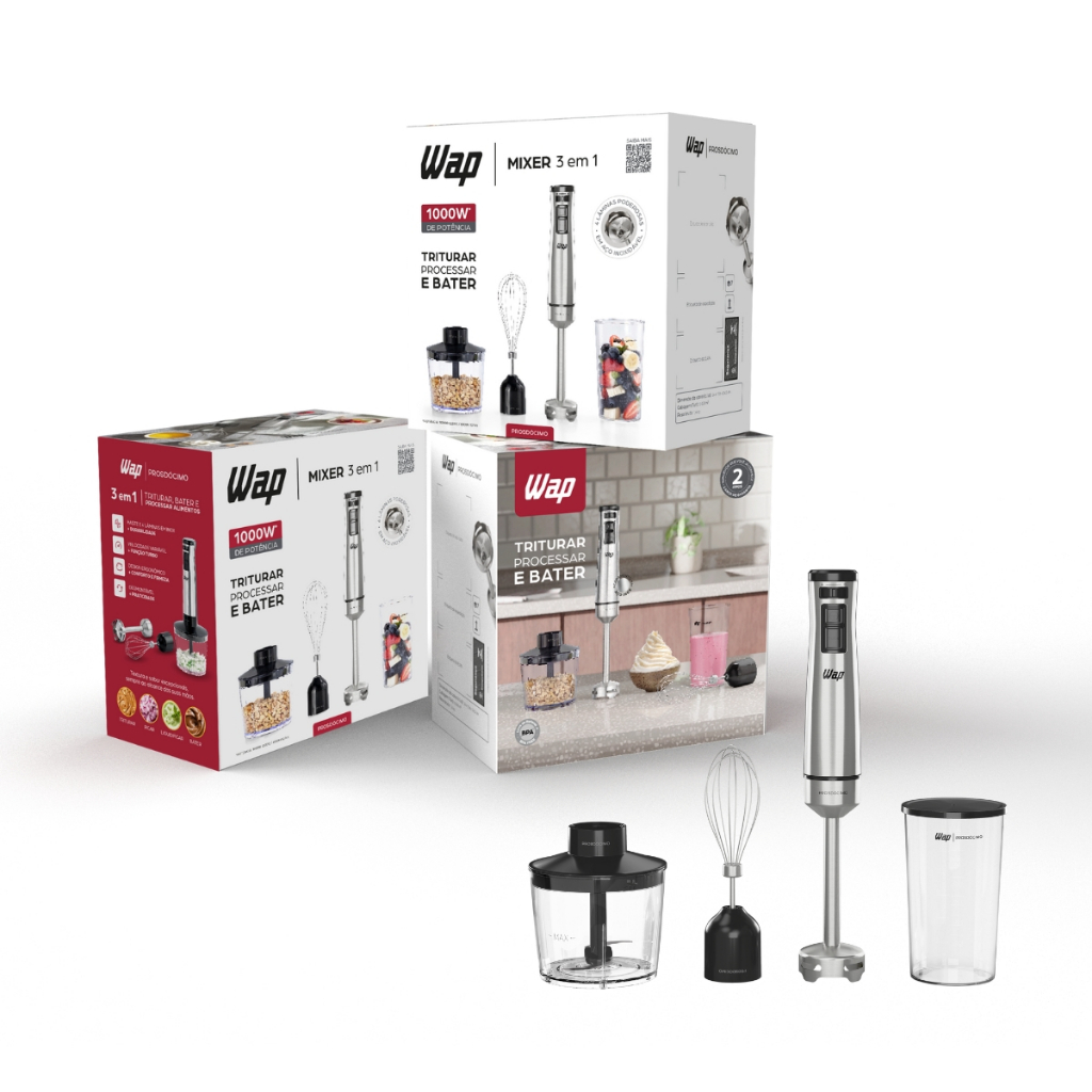 Mixer 3 em 1 Processador Portátil Inox Prosdócimo Wap | Shopee Brasil