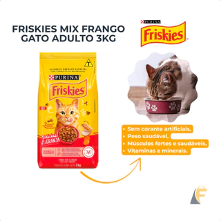 Ração Friskies Para Gatos 3kg Sabor Delícias da Granja Frango Peru e Cenoura Sem Corantes Purina em Oferta na Shopee