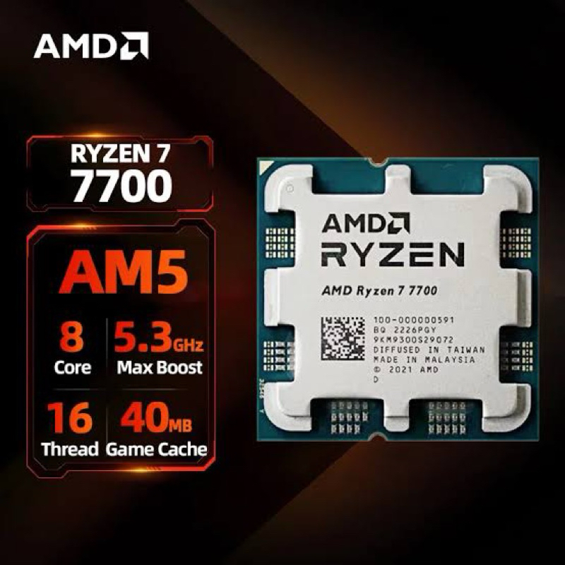 Processador Ryzen 7 7700 AM5 OEM - NOVO S/CAIXA S/COOLER / COM VÍDEO INTEGRADOO