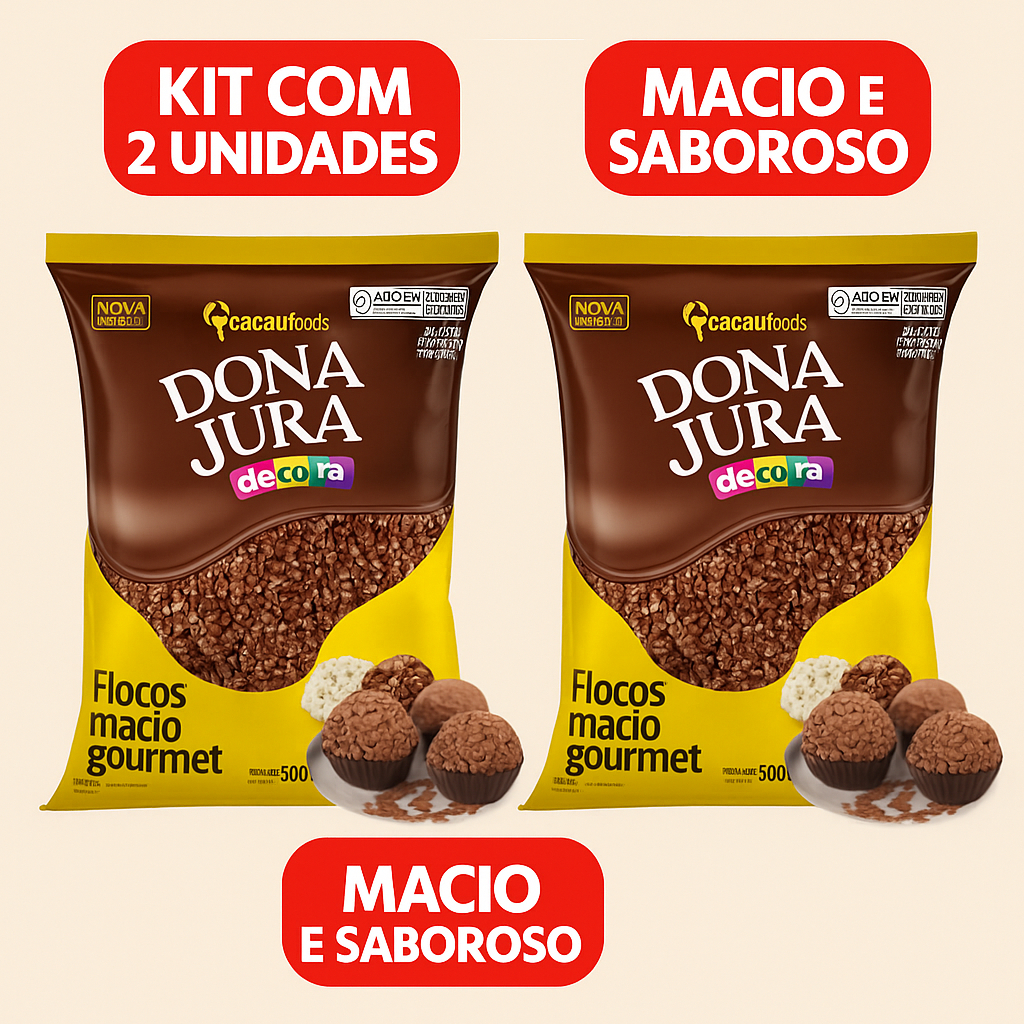Kit C/2 Confeitos de Flocos Granulado Chocolate Gourmet 500g