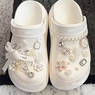 Pino De Charme Croc Para Decoração De Sapato De Urso De Pérola De Corrente Dupla Acessórios De Sapatos Bonitos .