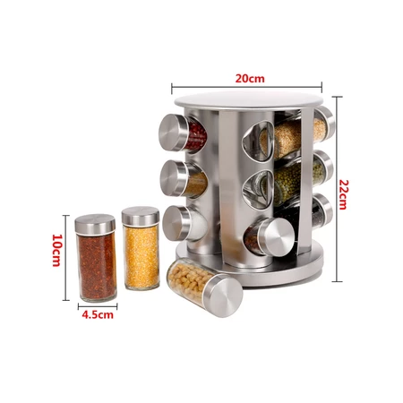 Porta tempero condimento inox 12 potes suporte giratório