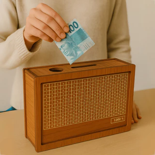 Cofre Caixa De Dinheiro 1.000 e 10.000  Reais Cofrinho Madeira Mdf Luxo Wood Box em Oferta na Shopee