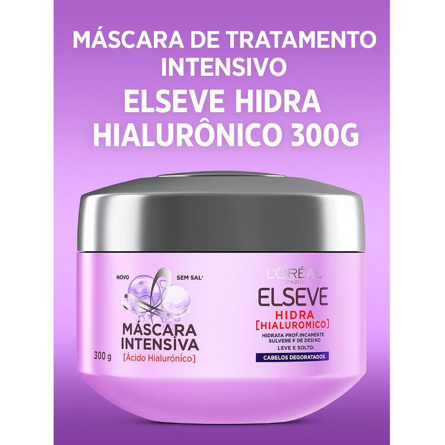 Máscara de Tratamento Intensivo Elseve Hidra Hialurônico 300g ...