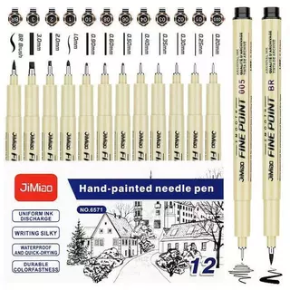 Canetas De Tinta Micron Com Forro De Pigmento De Ponta 6/9/12 Para Esboços De Mangá , Desenho De Linha De Gancho
