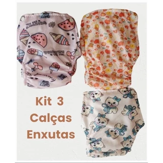 3 Calças Plasticas Fralda Ecológica Enxuta Reutilizável Bebê Infantil Lisas em Oferta na Shopee