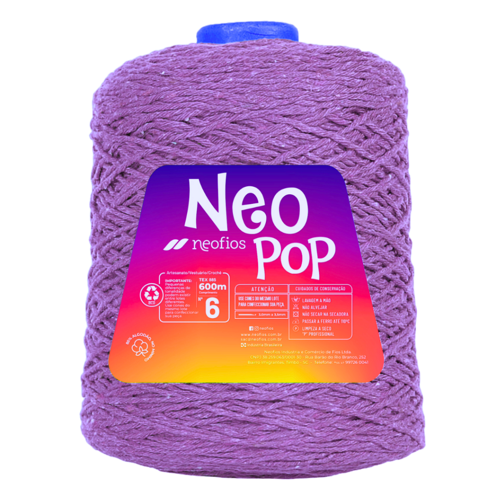 Crochê Barbante Fio NEOPOP NEOFIOS - 600 Metros Número 6 - Ideal