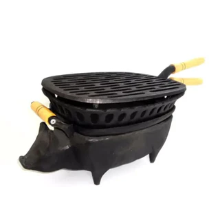 Churrasqueira Porquinho em Ferro Fundido Completa 39x21x12