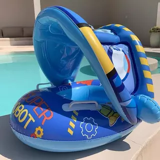 Boia Infantil Com Proteção Solar Cobertura Bote Bebe Piscina