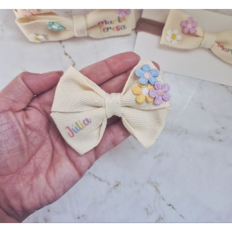 Tiara Personalizada em algodão Cru, Arco com nome, arquinho Tiara