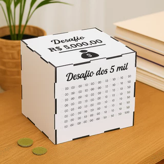 Cofre MDF Desafio 1Mil / 5Mil / 10Mil / 20Mil pra juntar dinheiro , escolha Sua Meta.