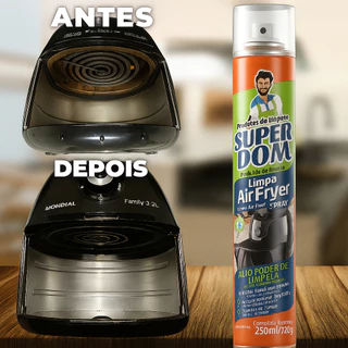 Kit 3 Sprays de Limpeza Air Fryer 250ml Poderoso Removedor de Gordura e Resíduos Difíceis