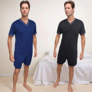 Kit 2 Pijamas Masculino Manga curta  Short de Verão Conjunto De Dormir Homem Calor cirurgio em Oferta na Shopee