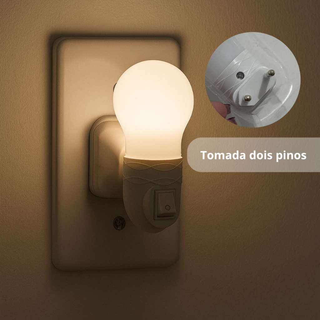 Luminária de Tomada LED Infantil | Luz Noturna para Quarto de Bebê e ...