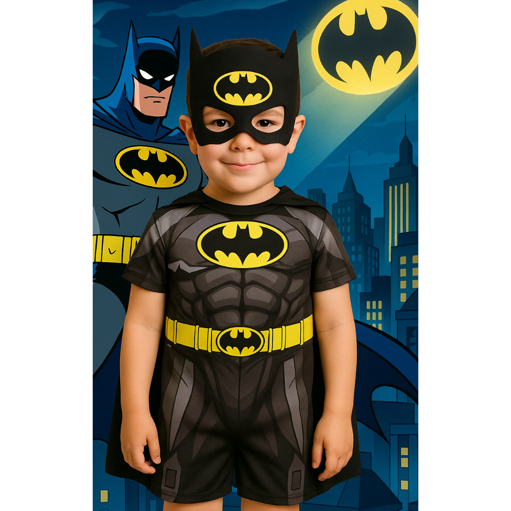 Fantasia Do Batman Curta Com Mascara De E.V.A Roupa Infantil Sem ...