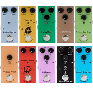 Pedal de Efeito Guitarra Tremolo Delay Chorus Phase Overdrive Ultimate Drive Crunch Distortion US Dream - Fonte 9V1A