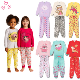 Kit Sortido 4 Peças Pijama Infantil Menina Inverno Manga Comprida em Oferta na Shopee