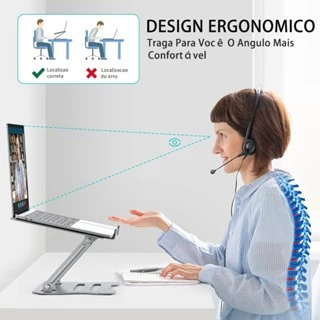 Suporte de Notebook Alumínio Ergonômico Dobrável Ajustável Resfriamento Portátil AeroStand Lay523 Para 10 a 17 Polegadas