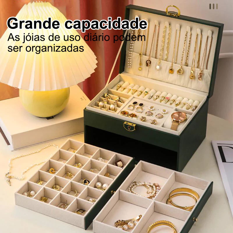 Caixa de joias Sênior multicamadas aberta