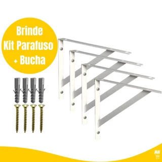 Kit Com Até 20 Suportes Mão Francesa 23cm Para Prateleira Tábua Cantoneira Reforçada Branca Imediato BP