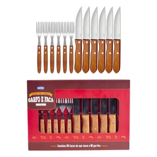 Kit 12/24 Talheres Garfo e Faca conjunto Churrasco MOR