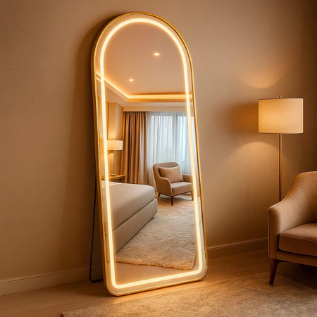 Espelho de Corpo Inteiro Arco com LED 170x70cm Moldura Dourada — imagem 2