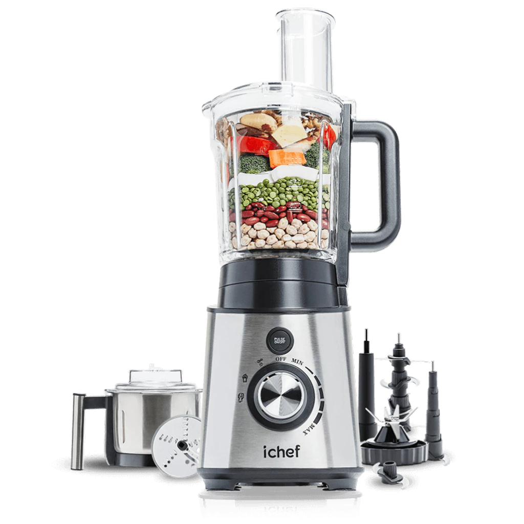 Multiprocessador Power Nutri Revolution Ichef da Polishop, com jarra de vidro e acessórios