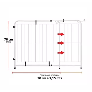 Portão Expansivo Extensivo Proteção 70 a 115 cm Cachorro Cães Pet