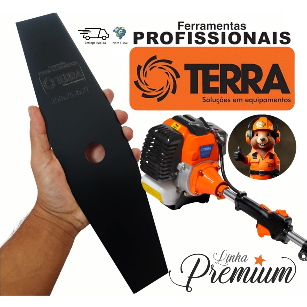Lâmina 2 Pontas Original Terra P/ Roçadeira 26cc 43cc 52cc Black