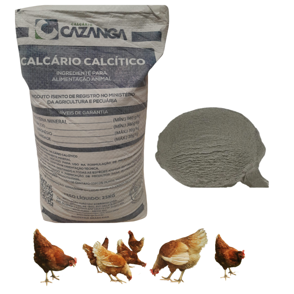 Calcário Calcítico 25kg Galinha Postura Poedeira Calcita Aves, Cavalo , Porco