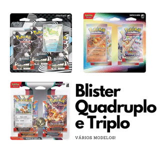 Blister Quadruplo e Triplo Pokémon Tcg vários modelos Escarlate e Violeta Cartas Pokémon Pacotes Quad Triple Pack