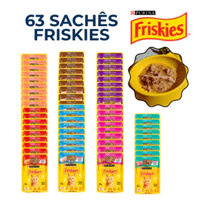 Friskies Ração Úmida Sachê 85g Sabores Sortidos Gatos Kit 63 Sachês em Oferta na Shopee