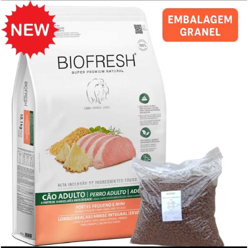 Ração Biofresh 2kg Cães Adultos Raças Minis e Pequenas Granel Lombo e ...