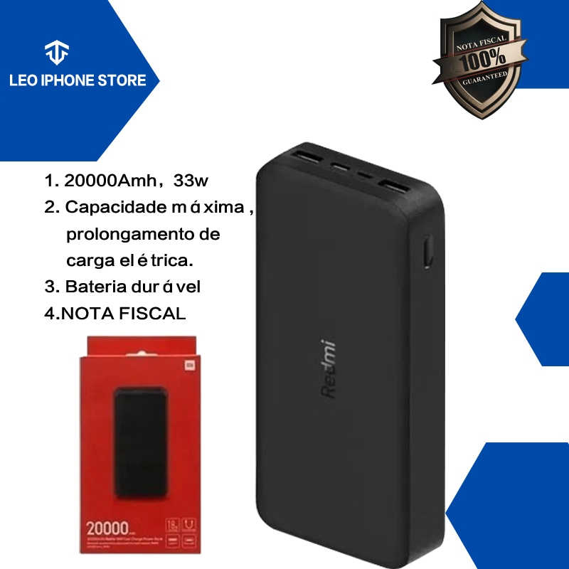 Carregador Portátil Xiaomi Turbo 20.000 mah - Pronta Entrega - Original