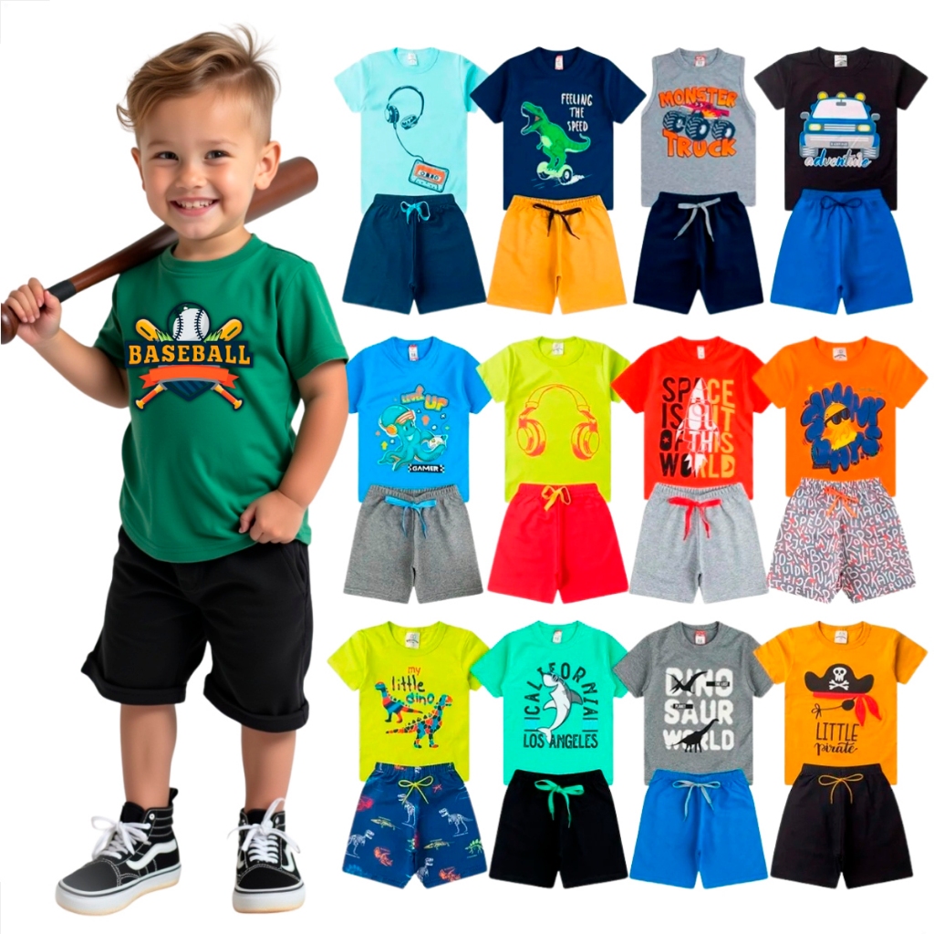 Kit 5 Conjuntos Roupas Infantil Menino 1 ao 8 Criança Masculino 10 ...