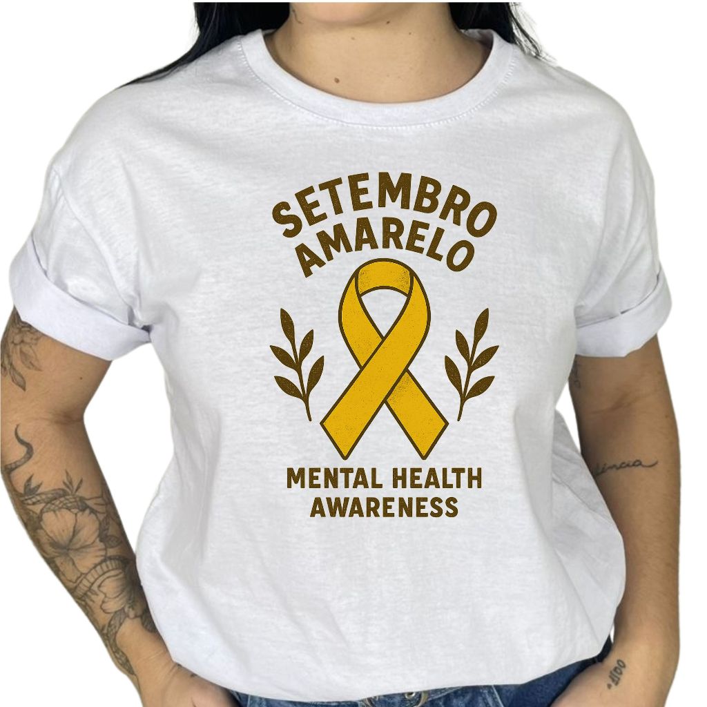 Camiseta Feminina Setembro Amarelo Saude Mental Algodão Tshirt | Shopee ...